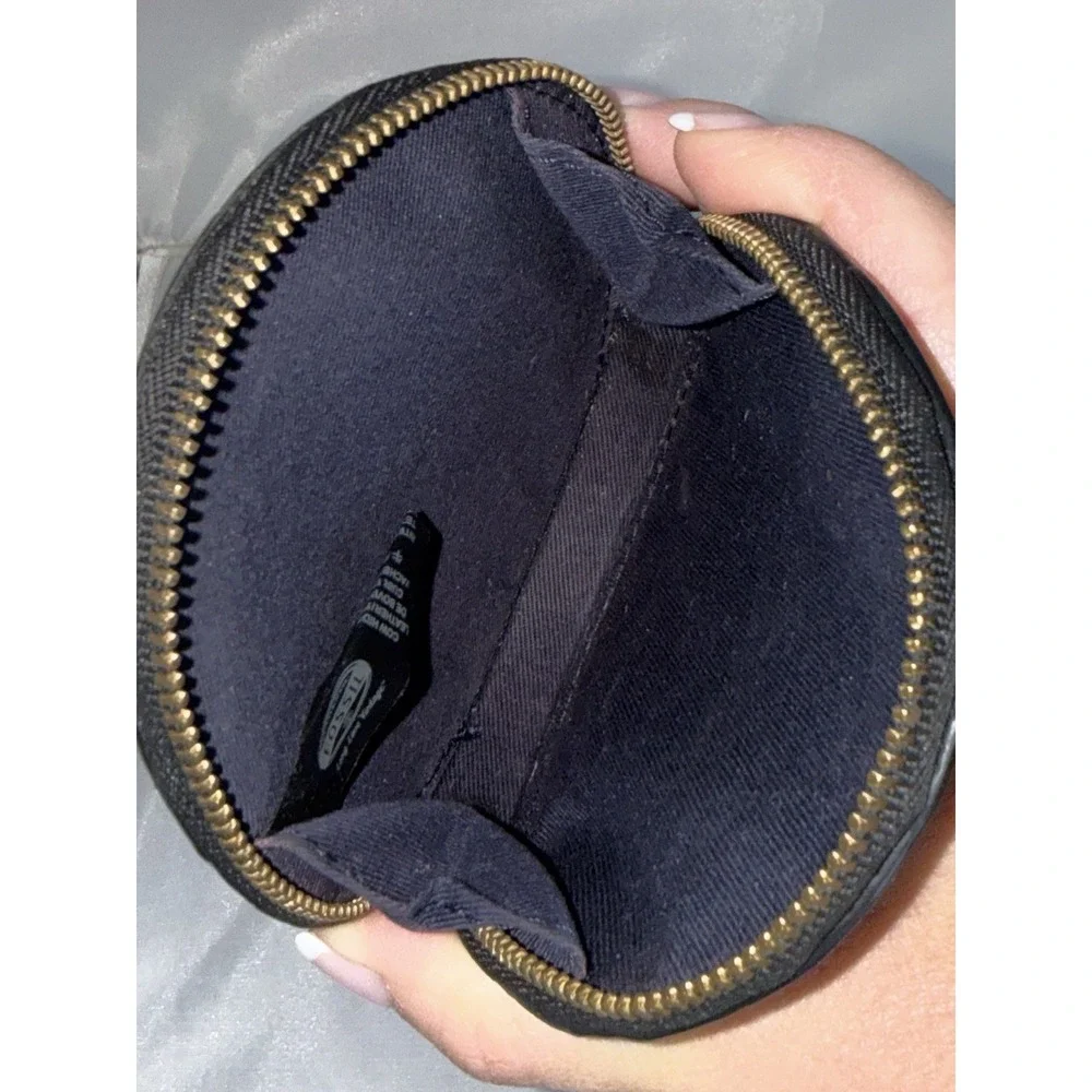 Fossil Penguin Leather Zip Up Coin Purse Wallet Blue Glitter Accessory Unique